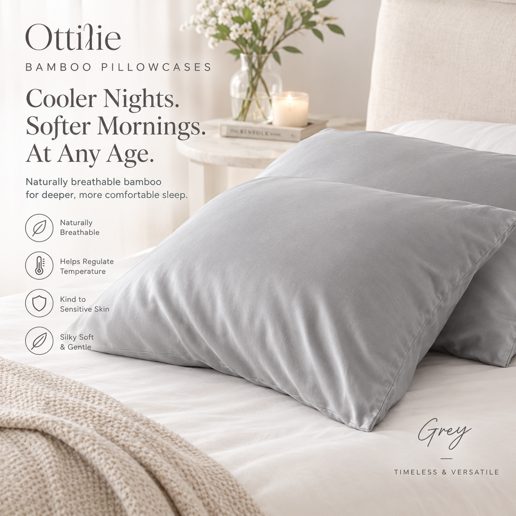 Breathable bamboo pillowcase in grey