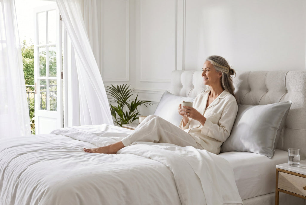 Pure mulberry silk pillowcase in silver