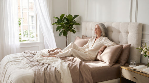 Breathable bamboo pillowcase in latte