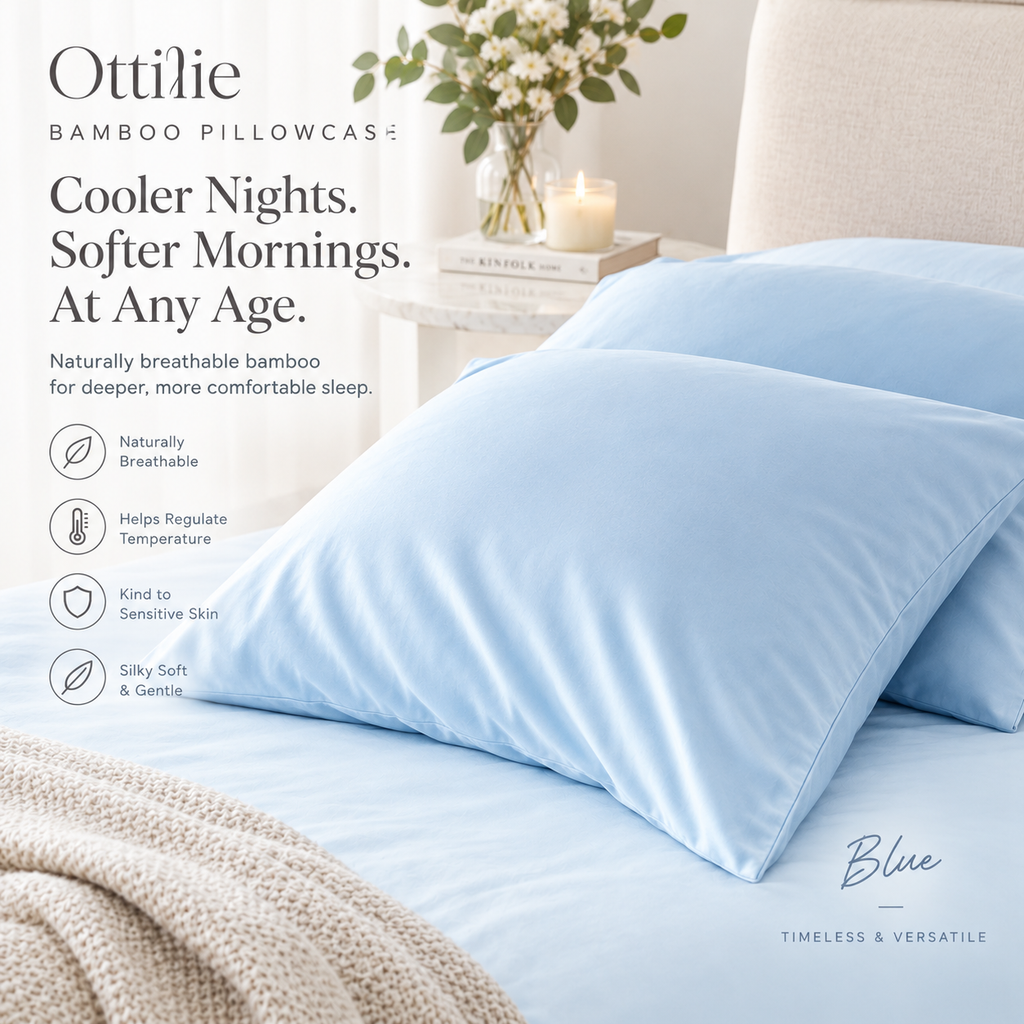 Breathable bamboo pillowcase in blue