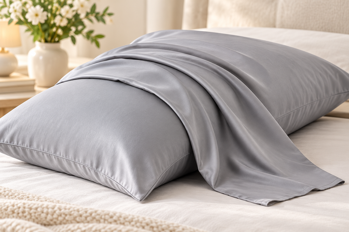 Breathable bamboo pillowcase in grey