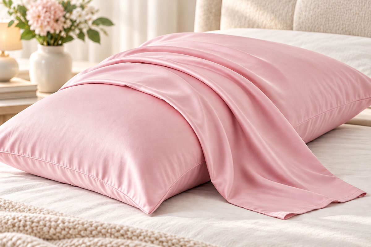 Breathable bamboo pillowcase in pink