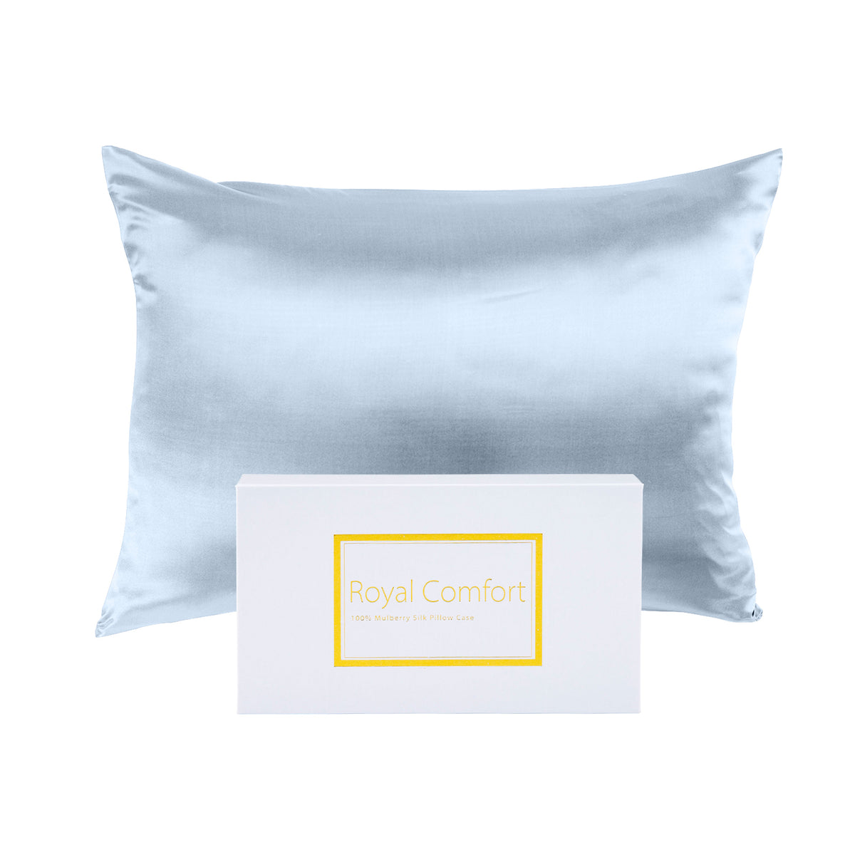 Royal Comfort pure mulberry silk pillowcase in soft blue