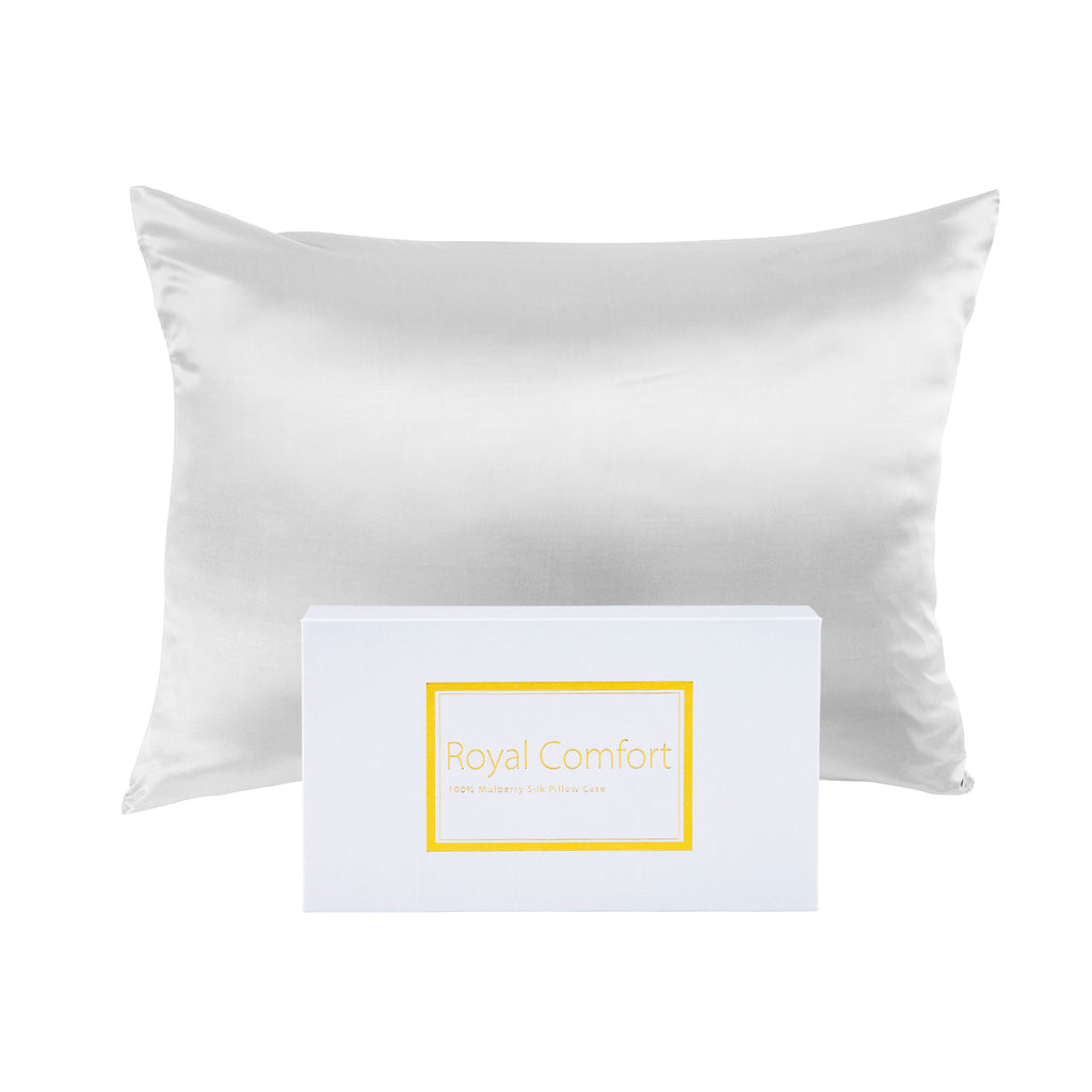 Royal Comfort pure mulberry silk pillowcase in white